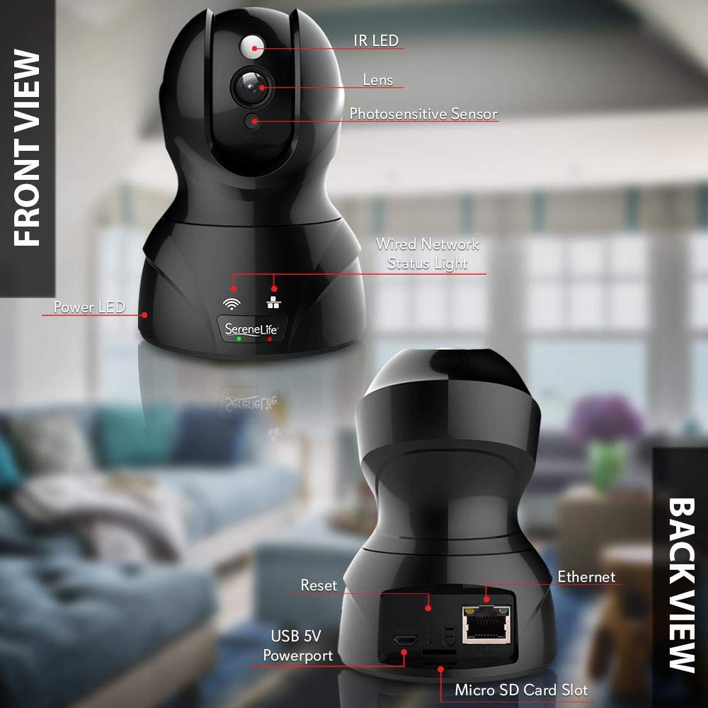 SereneLife Cámara IP inalámbrica para interiores - HD 1080p red vig...