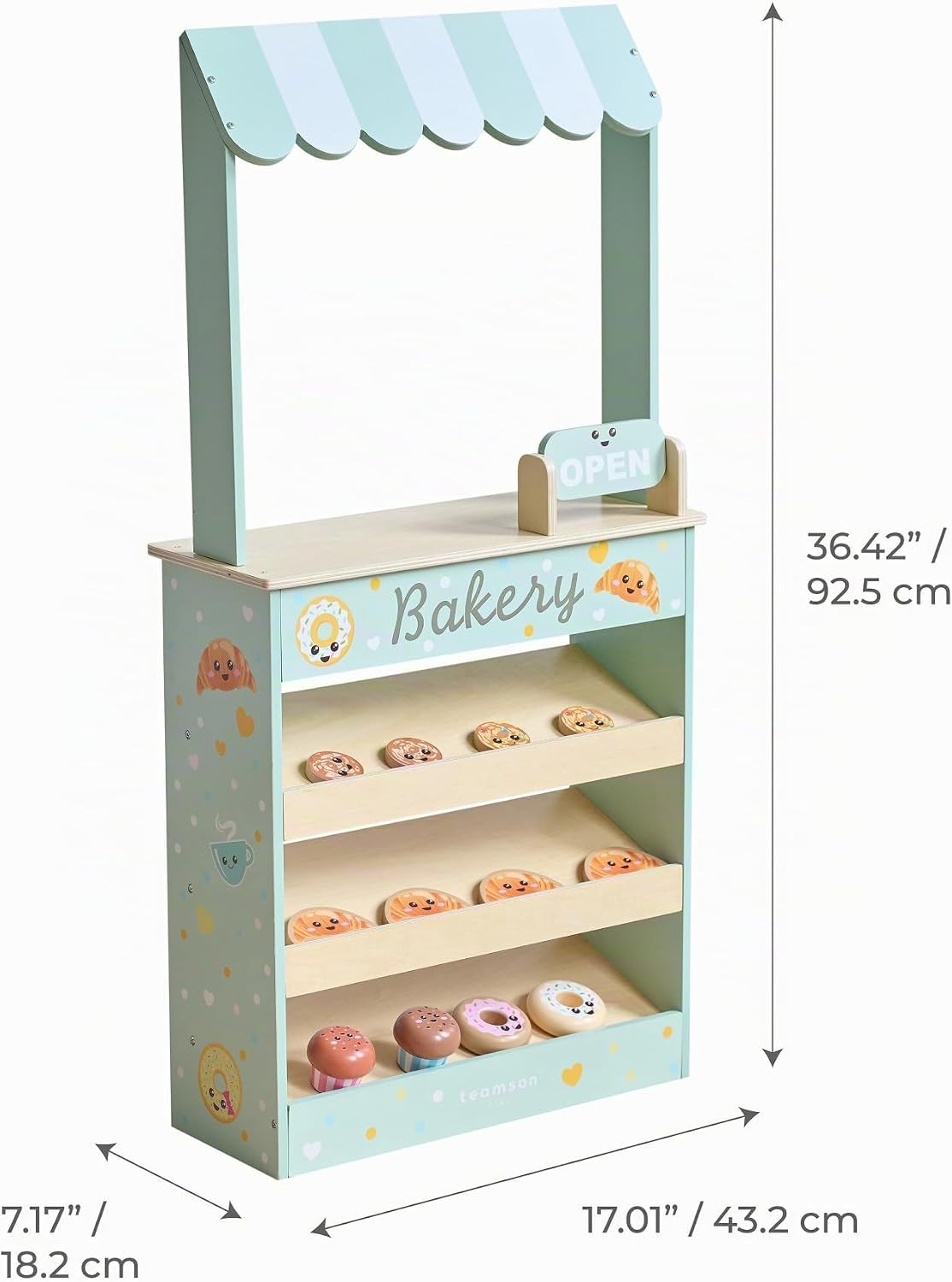 Teamson Kids Jolly Pals Wooden Bakery Market Stand para Kids Ages 3+