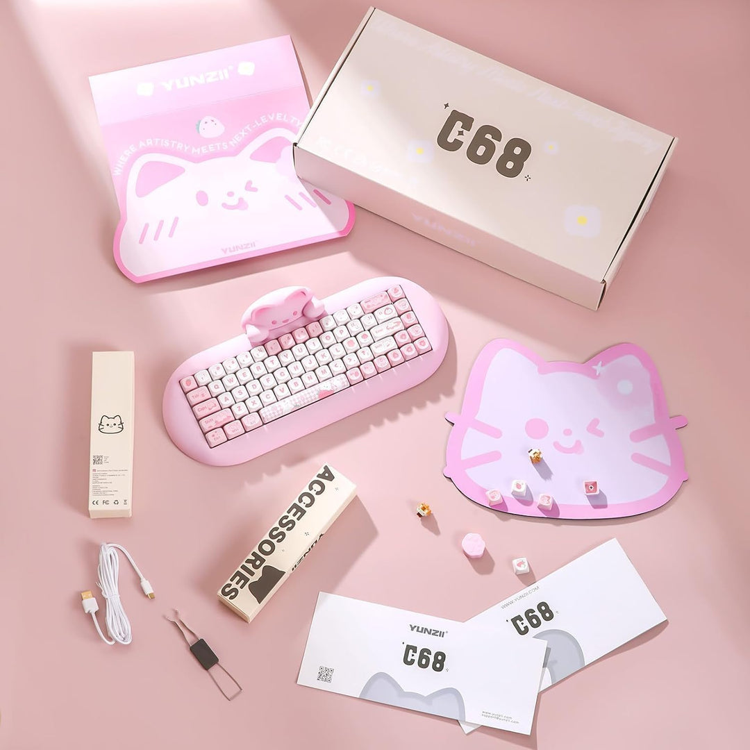 YUNZII C68 Teclado mecánico inalámbrico, diseño de 65%, intercambio...