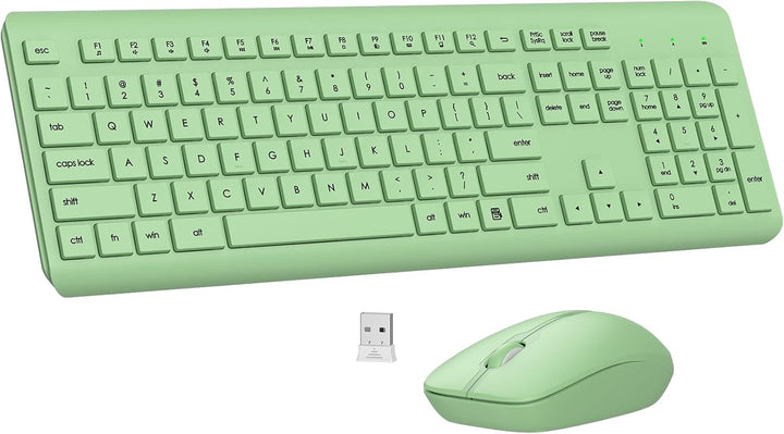 Combo de teclado y mouse inalámbricos, teclado ergonómico silencios...