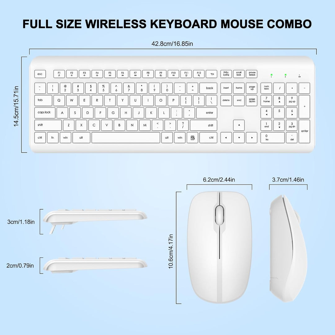 Combo de Teclado y Ratón Inalámbricos, Teclado y Ratón Ergonómicos...