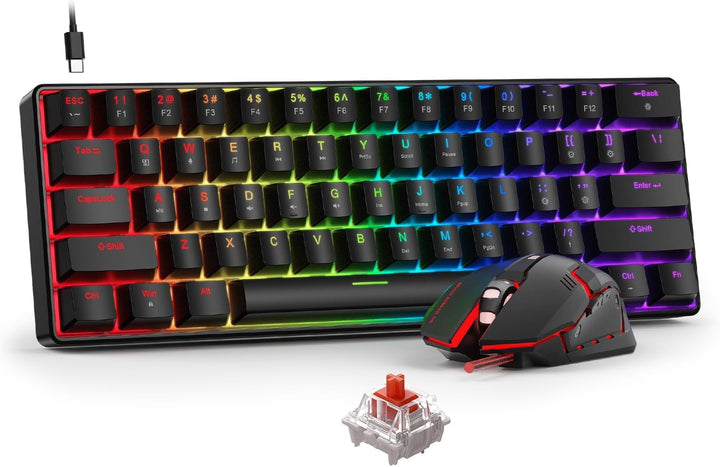 BlueFinger Combo de teclado y mouse mecánicos para juegos 60% \u201...