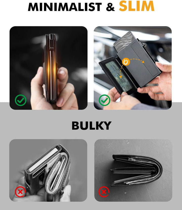 iwantit Cartera de bolsillo frontal para hombre: delgada con clip d...