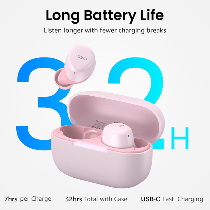 TOZO Auriculares inalámbricos A1 Bluetooth 5.3 de peso ligero en el...