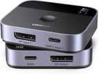 UGREEN 8K @60Hz DisplayPort+USB-C interruptor Entrada DP 1.4 Salida 2 en 1