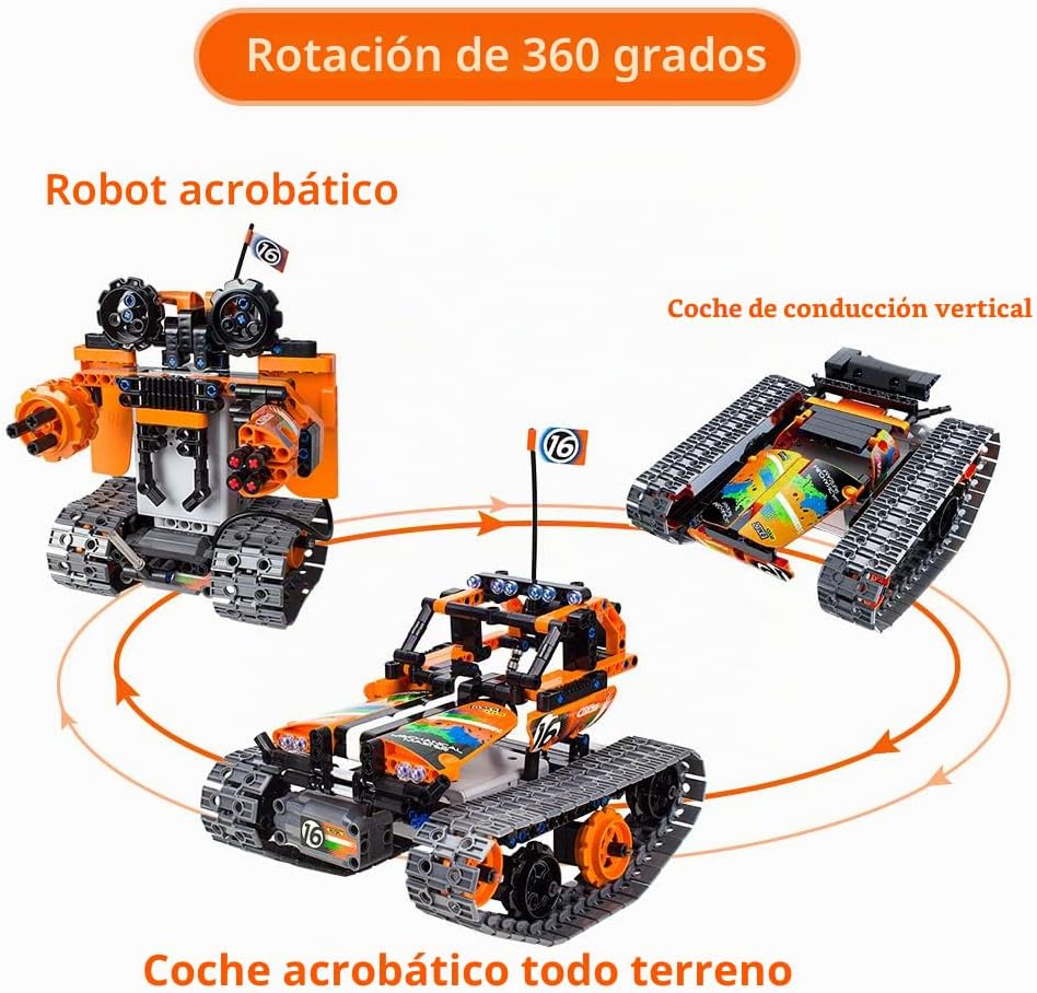 Kits de construcción de control remoto STEM 3 en 1 – Auto rastreado/robot/tanque – 2.4Ghz recargable RC Racer Toy Set regalo para niños de 8 a 12 14 años de edad y niñas mejor kit de aprendizaje de