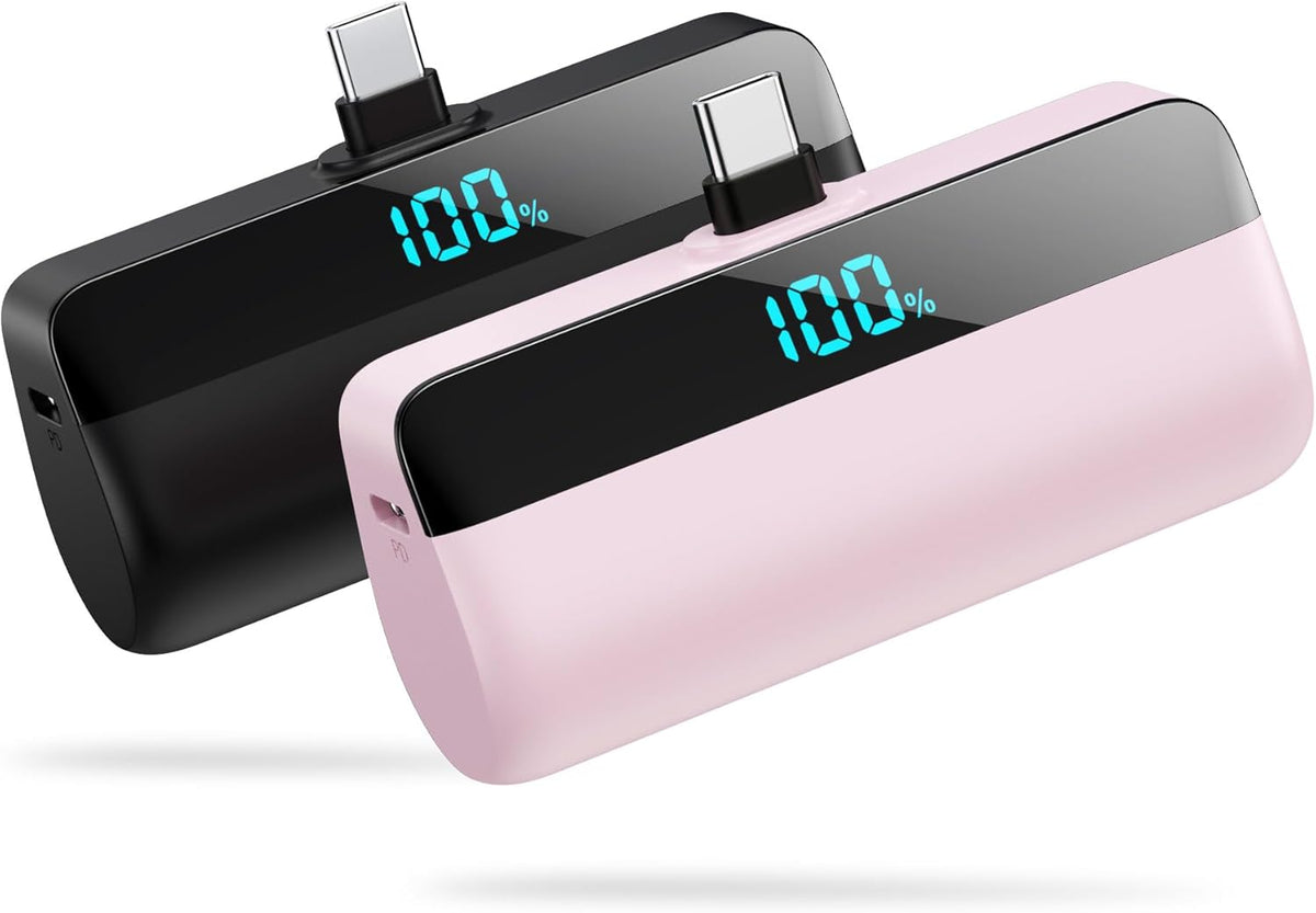 [2 paquetes] Cargador portátil pequeño de 5500 mAh para iPhone 15\/...