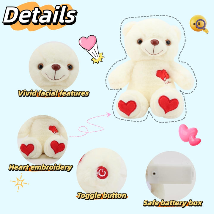 unsnurnoch Oso de peluche iluminado de 12 pulgadas, oso de peluche...
