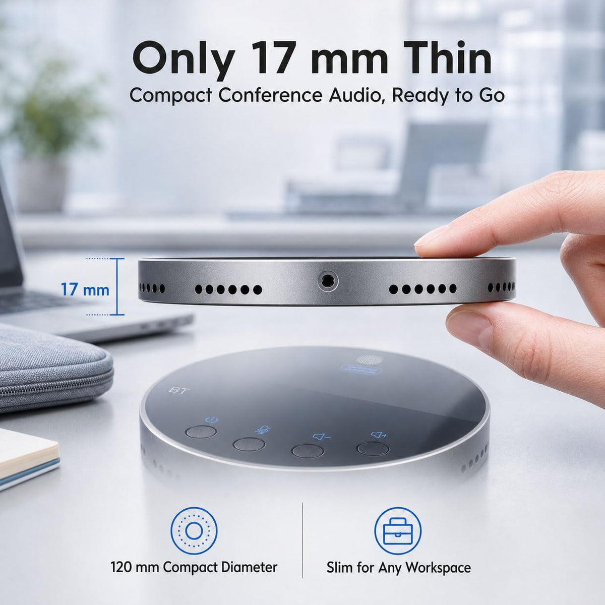 Altavoz de conferencia para PC y portátil, altavoz USB con cable con micrófono, captación de voz de 360°, Plug and Play, altavoz de computadora para zoom, equipos, Skype (4)
