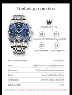 OLEVS Reloj automático para hombre, cuerda automática, mecánica, de lujo, de acero inoxidable, multicalendario, impermeable, luminoso, reloj de pulsera