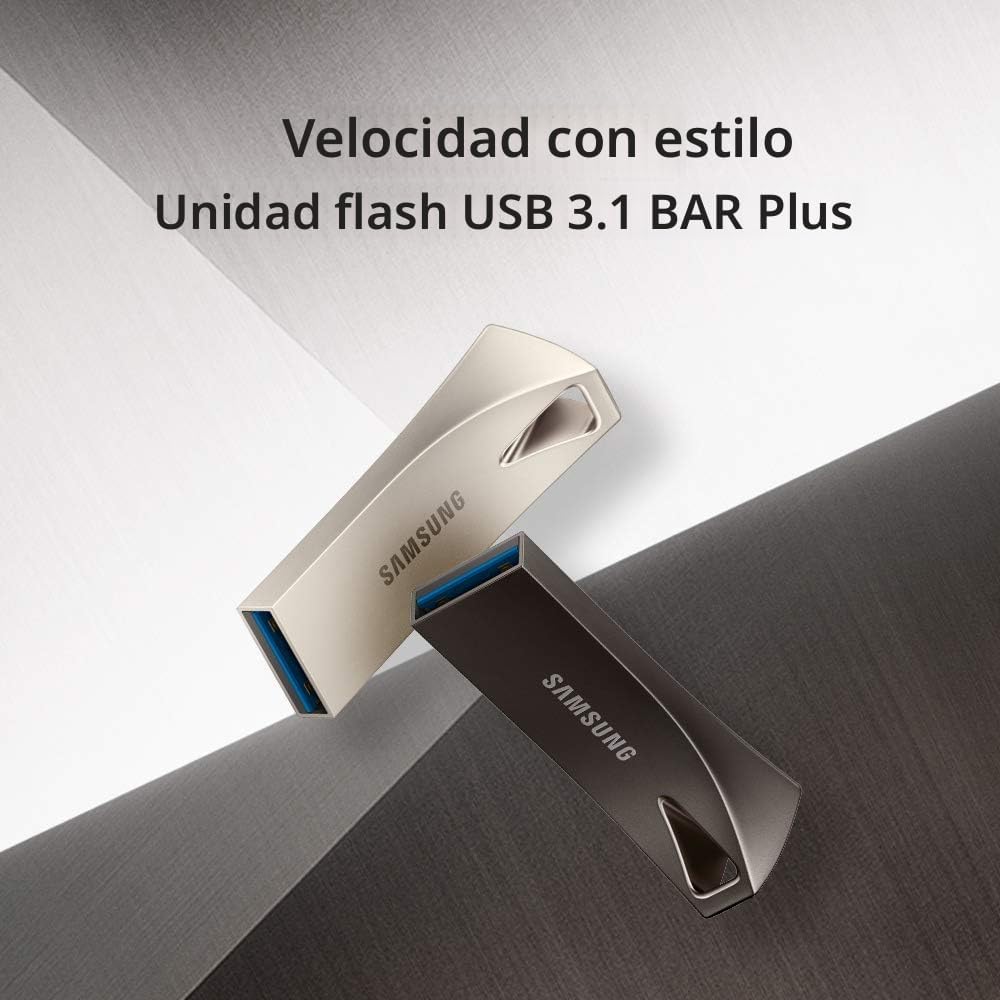 SAMSUNG BAR Plus 256GB - 400MB\/s Memoria Flash USB 3.1 Plata Champ...