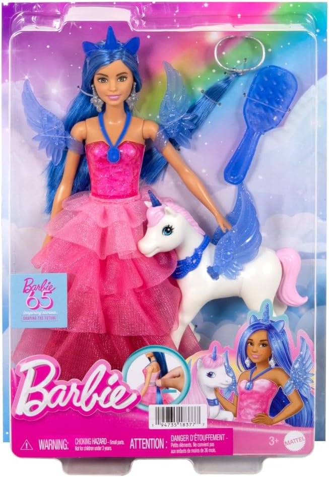 Barbie Juguete de unicornio, muñeca conmemorativa del 65 aniversari...