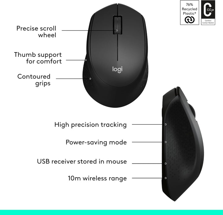 Logitech MK345 Combo de teclado y ratón inalámbrico | Reposamuñecas...