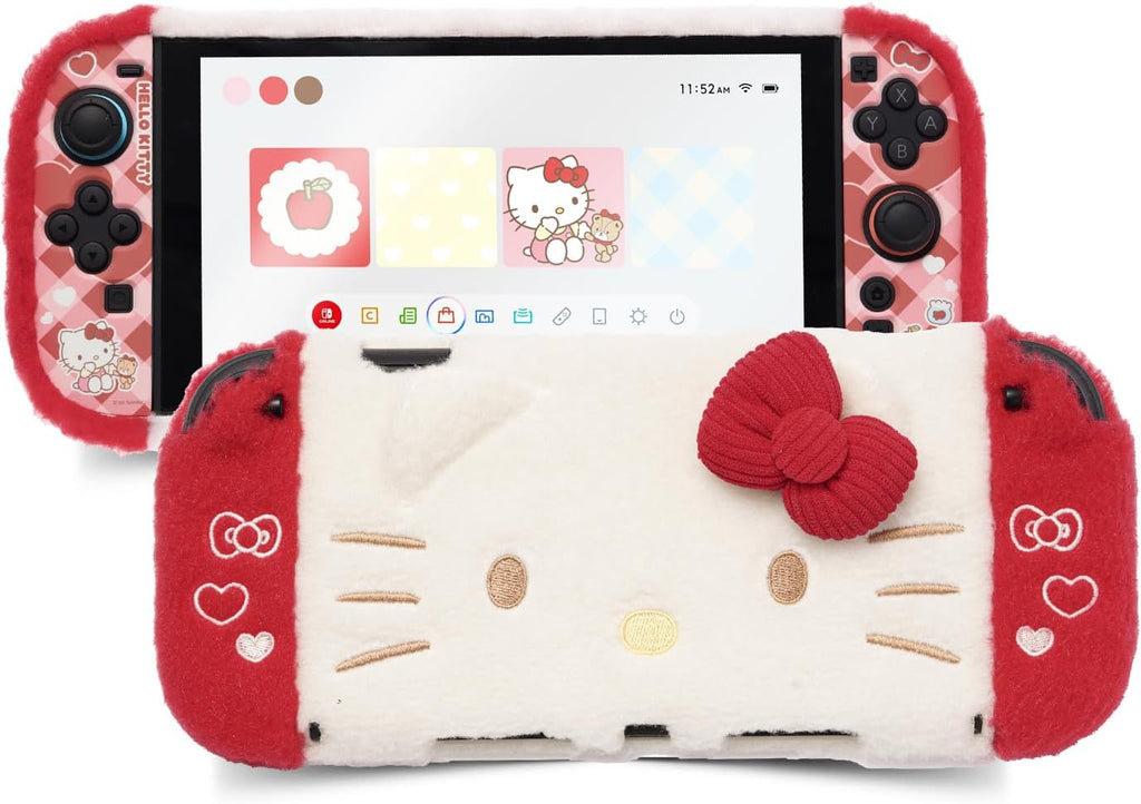 Kuitmor Funda Protectora de Peluche para Switch 2, Funda de PC Rígida Kawaii de Ajuste Estrecho Compatible con la Consola de Juego Switch 2025 y el Control de Joystick - HLK