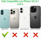 Funda de carga inalámbrica para iPhone 16, 10000mAh de alta capacidad, portátil, recargable, funda protectora de batería extendida, carga inalámbrica Qi con iPhone 16 (6.1 pulgadas) Funda de cargador de batería extendida (negro)