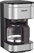 KRUPS Simply Brew Compact Cafetera de 5 Tazas: Diseño en Acero Inoxidable, Pause & Brew, Mantiene Caliente, Filtro Reutilizable, Jarra Antigoteo