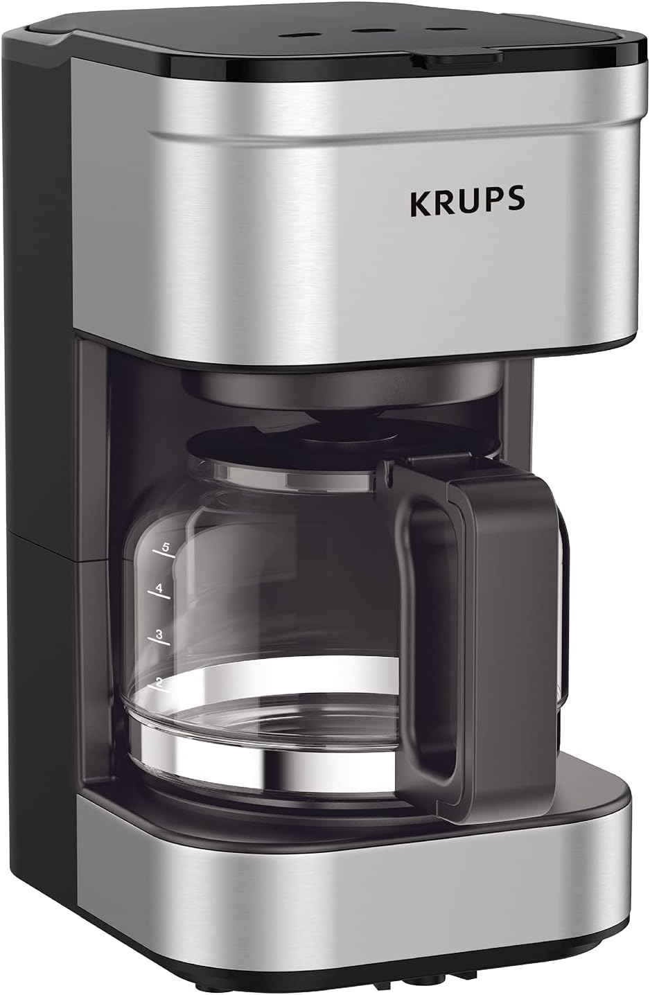 KRUPS Simply Brew Compact Cafetera de 5 Tazas: Diseño en Acero Inoxidable, Pause & Brew, Mantiene Caliente, Filtro Reutilizable, Jarra Antigoteo