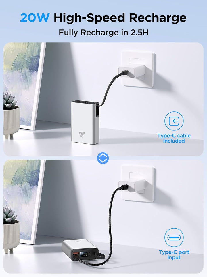 Aioneus Cargador portátil de 35 W de carga rápida, banco de energía...
