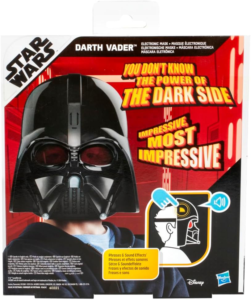 STAR WARS Máscara Electrónica Darth Vader con Frases y Efectos de Sonido, Disfraz para Niños, Juguete para Niños y Niñas de 5 Años (Exclusivo de Amazon)