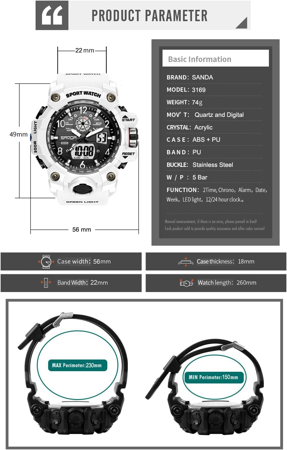 Relojes para Hombre Deportivos al Aire Libre Resistente al Agua Militar Reloj de Pulsera con Fecha Multifunción Táctico LED Alarma Cronómetro