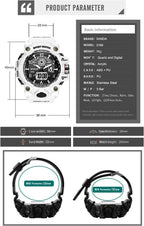 Relojes para Hombre Deportivos al Aire Libre Resistente al Agua Militar Reloj de Pulsera con Fecha Multifunción Táctico LED Alarma Cronómetro