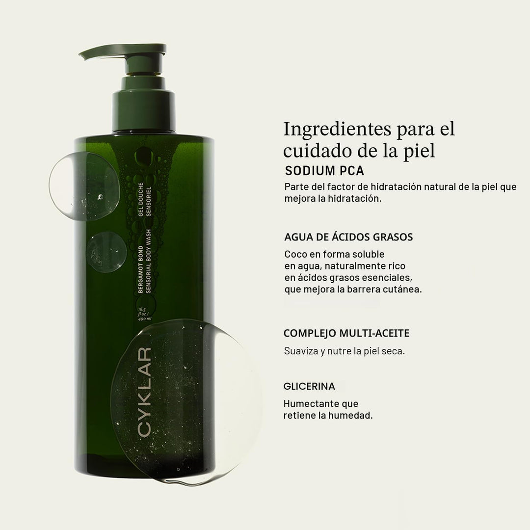 CYKLAR Gel de baño sensorial. Bergamot Bond Limpiador Hidratante co...