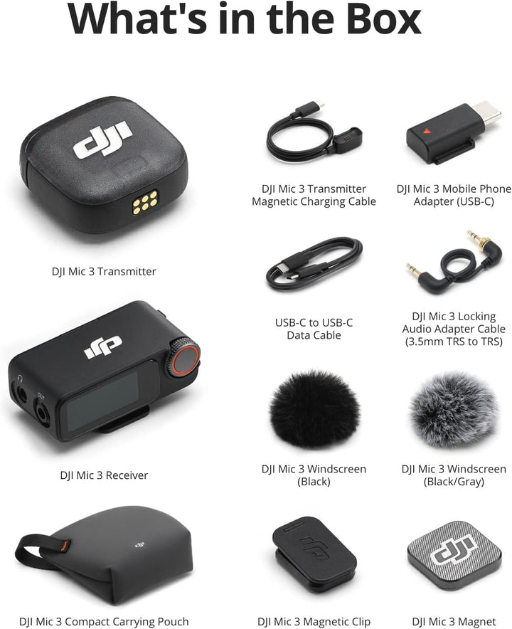 DJI Mic 3 (1 TX + 1 RX), micrófono lavalier inalámbrico para iPhone...