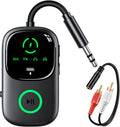 Pantalla LED 2 en 1 Bluetooth 6.0 Transmisor Receptor de 0.138 in Jack AUX RCA Adaptador de audio inalámbrico Dongle para Airpods auriculares, TV, avión, vuelo, altavoz de coche, estéreo en casa