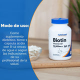 Suplemento Nutricost Biotin (Vitamina B7) 0.00035 oz, 240 cápsulas,...