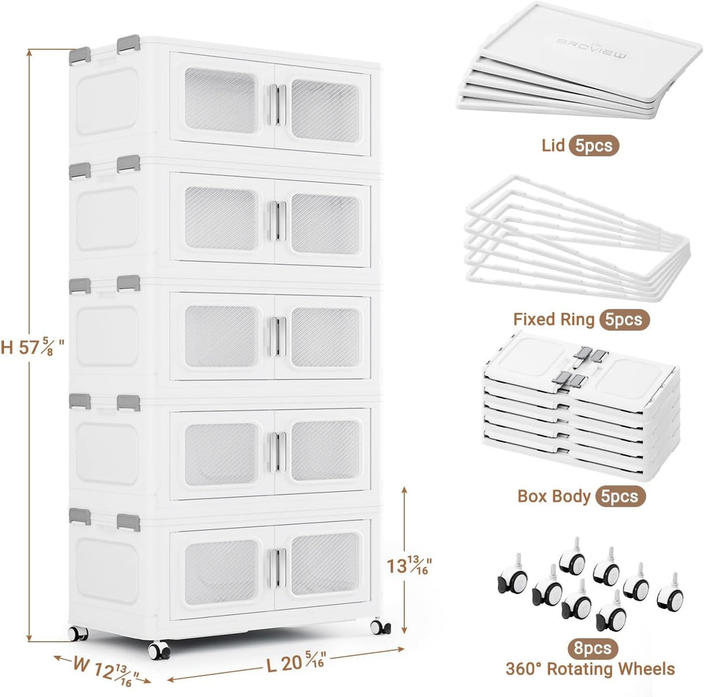BROVIEW Contenedor de almacenamiento apilable extra grande de 300 cuartos