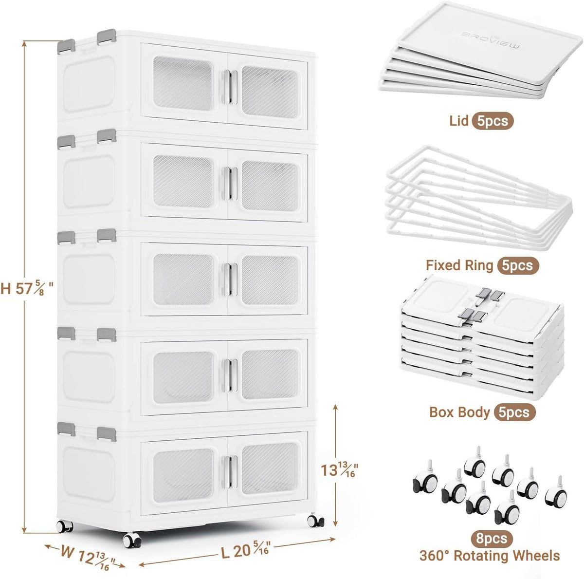 BROVIEW Contenedor de almacenamiento apilable extra grande de 300 cuartos