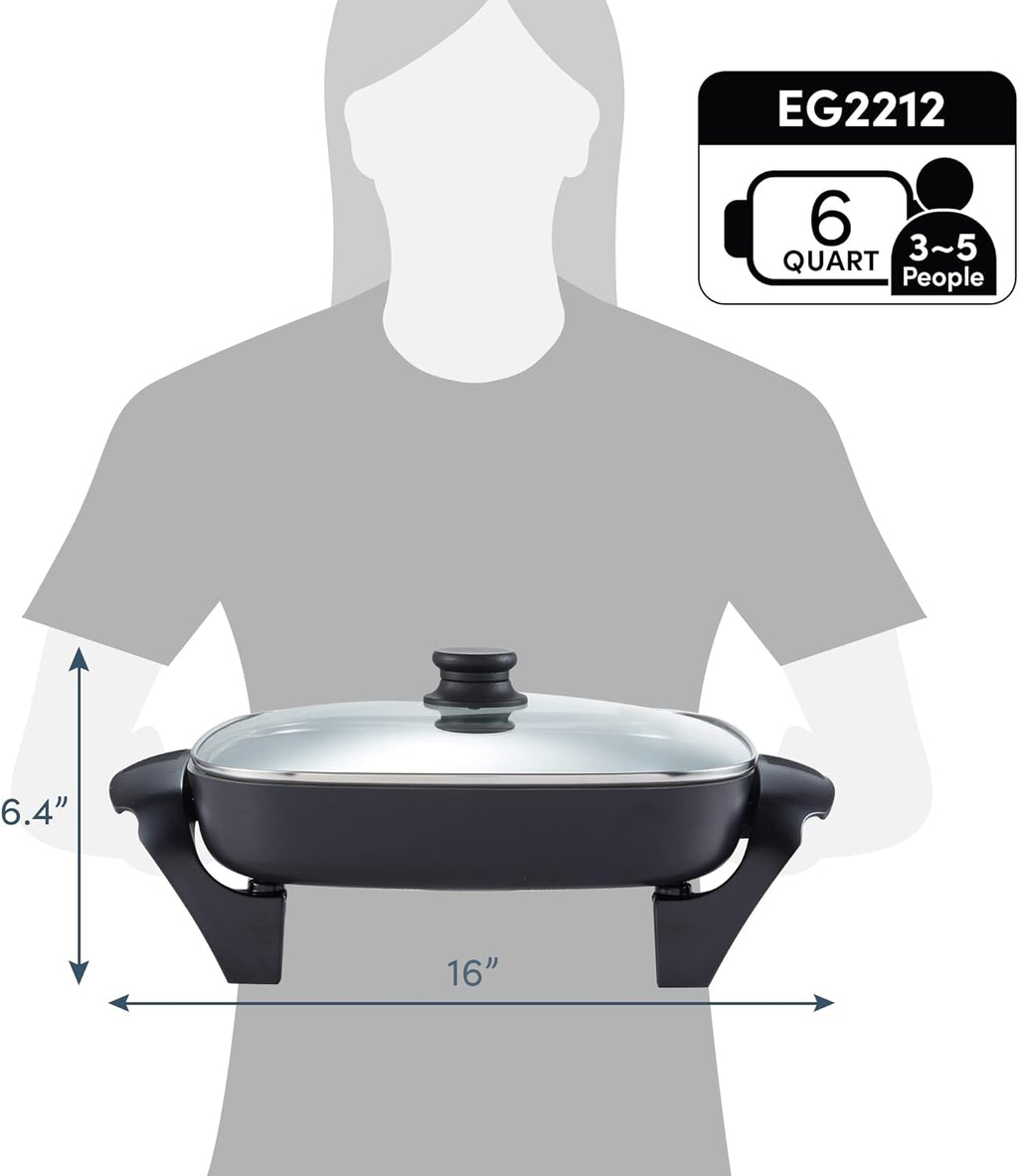 Elite Gourmet Sartén eléctrica de cerámica Ceralast™ sin PFAS de 12