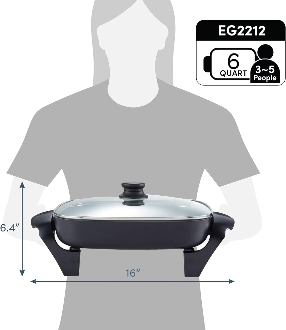 Elite Gourmet Sartén eléctrica de cerámica Ceralast™ sin PFAS de 12