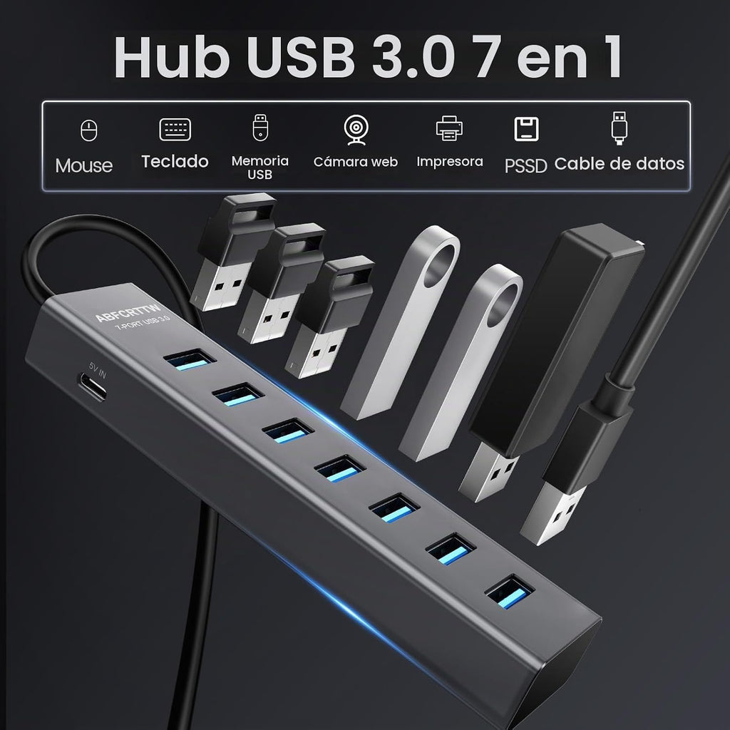 ABFCRTTW, hub USB, alimentado, adaptador 5V/3A
