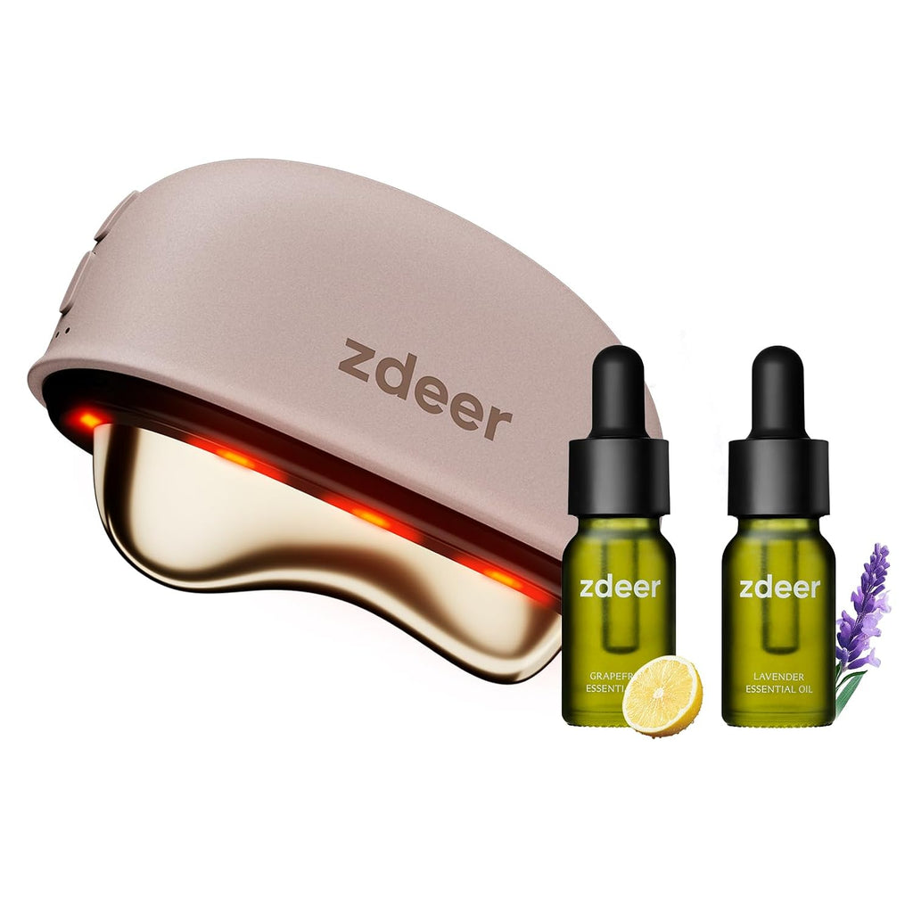 GS5 - Kit eléctrico de Gua Sha con calefacción, herramienta masajeadora facial de luz roja, rosa