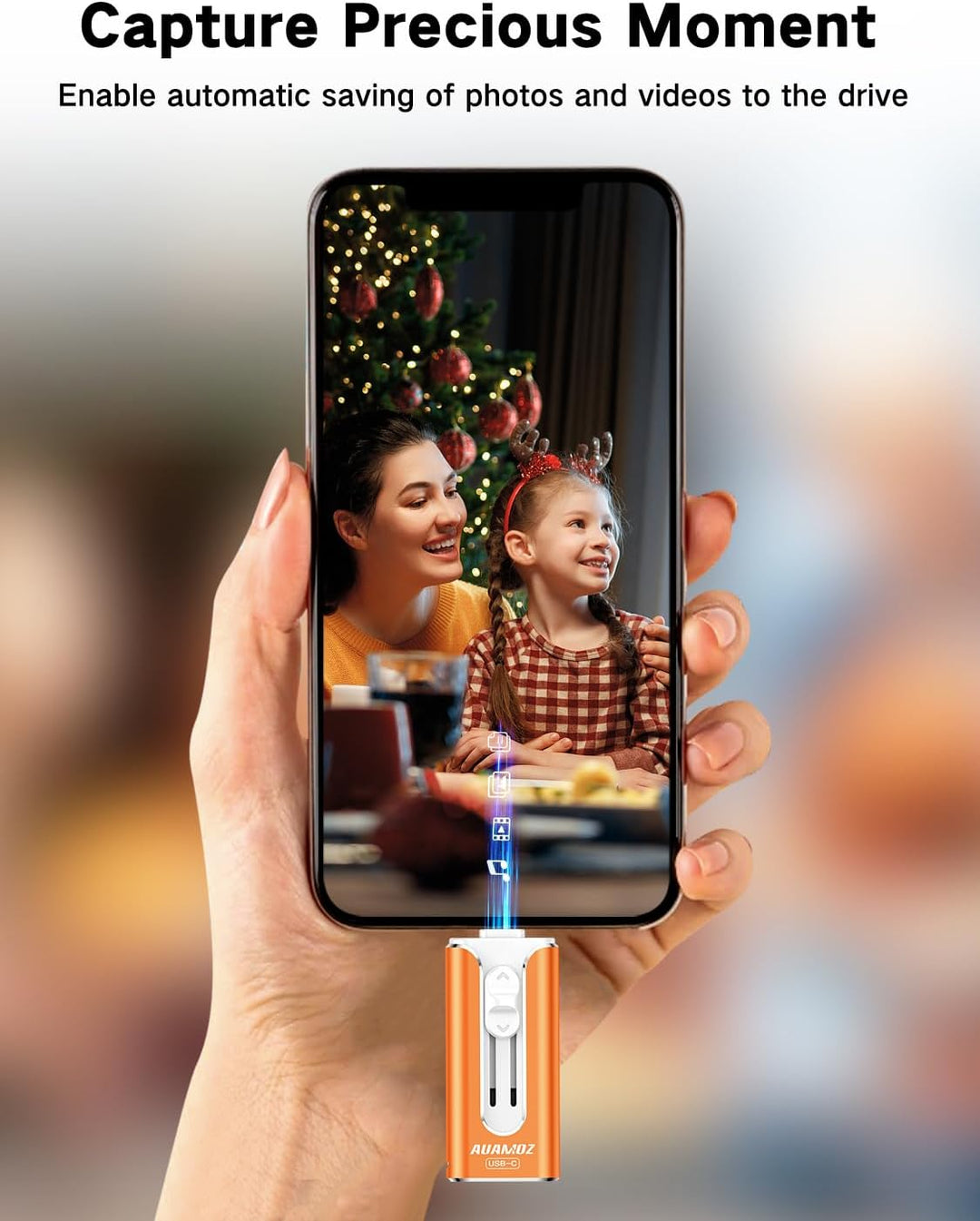 AUAMOZ Mini unidad flash de doble interfaz de 256 GB, memoria portá...