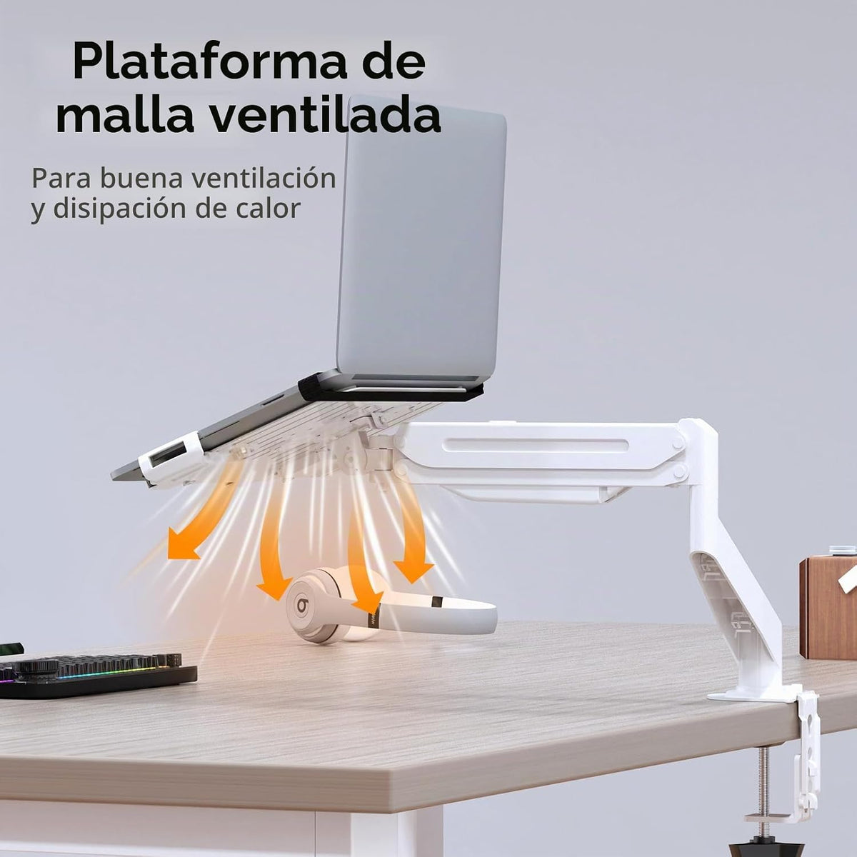 suptek Bandeja de montaje de brazo VESA ajustable para portátil de...