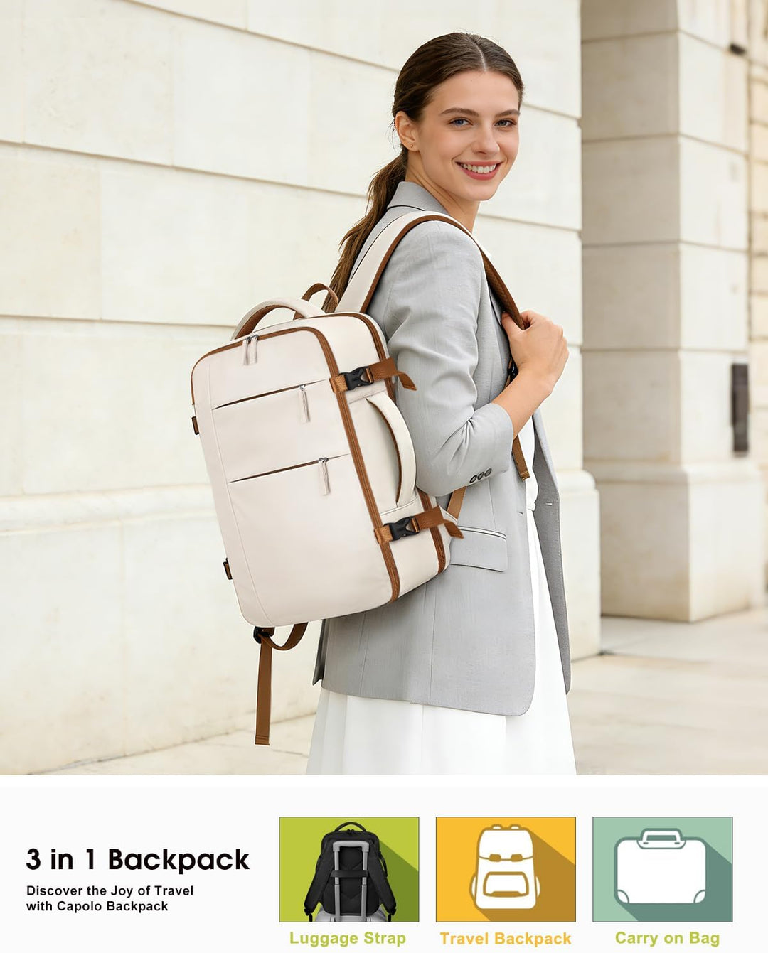 Capolo Mochila de viaje para mujeres y hombres, mochila impermeable...