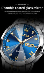 OLEVS Relojes para hombre de lujo de acero inoxidable 30M impermeable