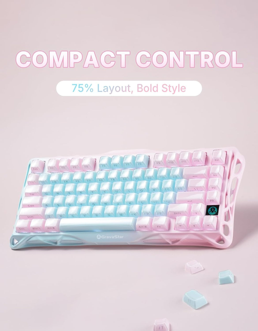 GravaStar Mercury K1 Lite - Teclado para juegos 75%, teclado inalám...
