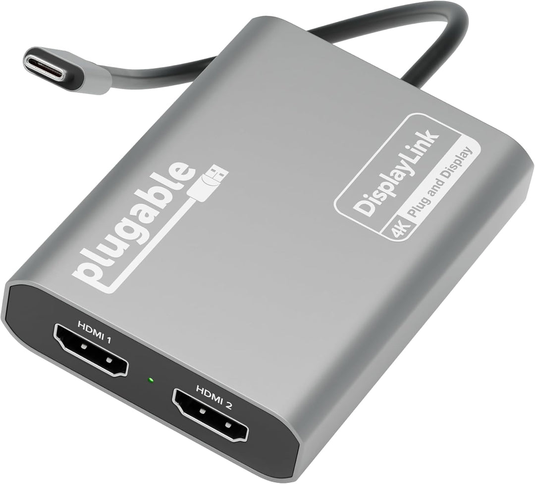 Adaptador Plugable USB C a HDMI Dual Monitor 4K 60Hz para