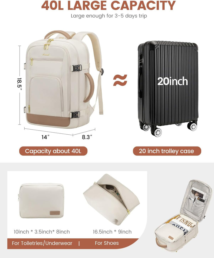 LOVEVOOK Mochila de viaje para mujeres y hombres, Beige-caqui, Moch...