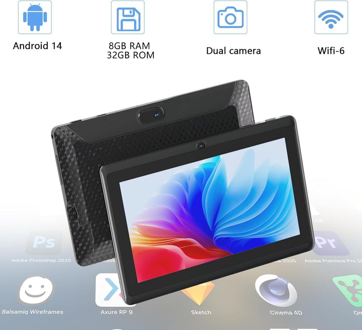 CUPEISI Tablet Android 14, tableta de 7 pulgadas, 8 GB de RAM+32 GB...