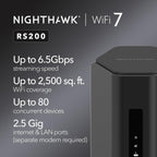 NETGEAR Nighthawk WiFi 7 Router RS200, hasta 2500 pies cuadrados, 6.5 Gbps