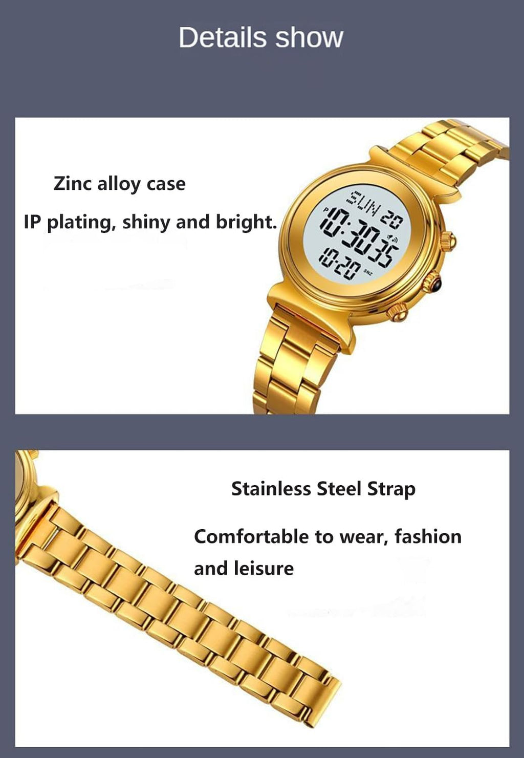 BESTKANG Reloj Digital para Mujer, Reloj de Acero Inoxidable para Mujer, Reloj Impermeable, Reloj de Doble Hora y Fecha, Reloj de Negocios para Mujer