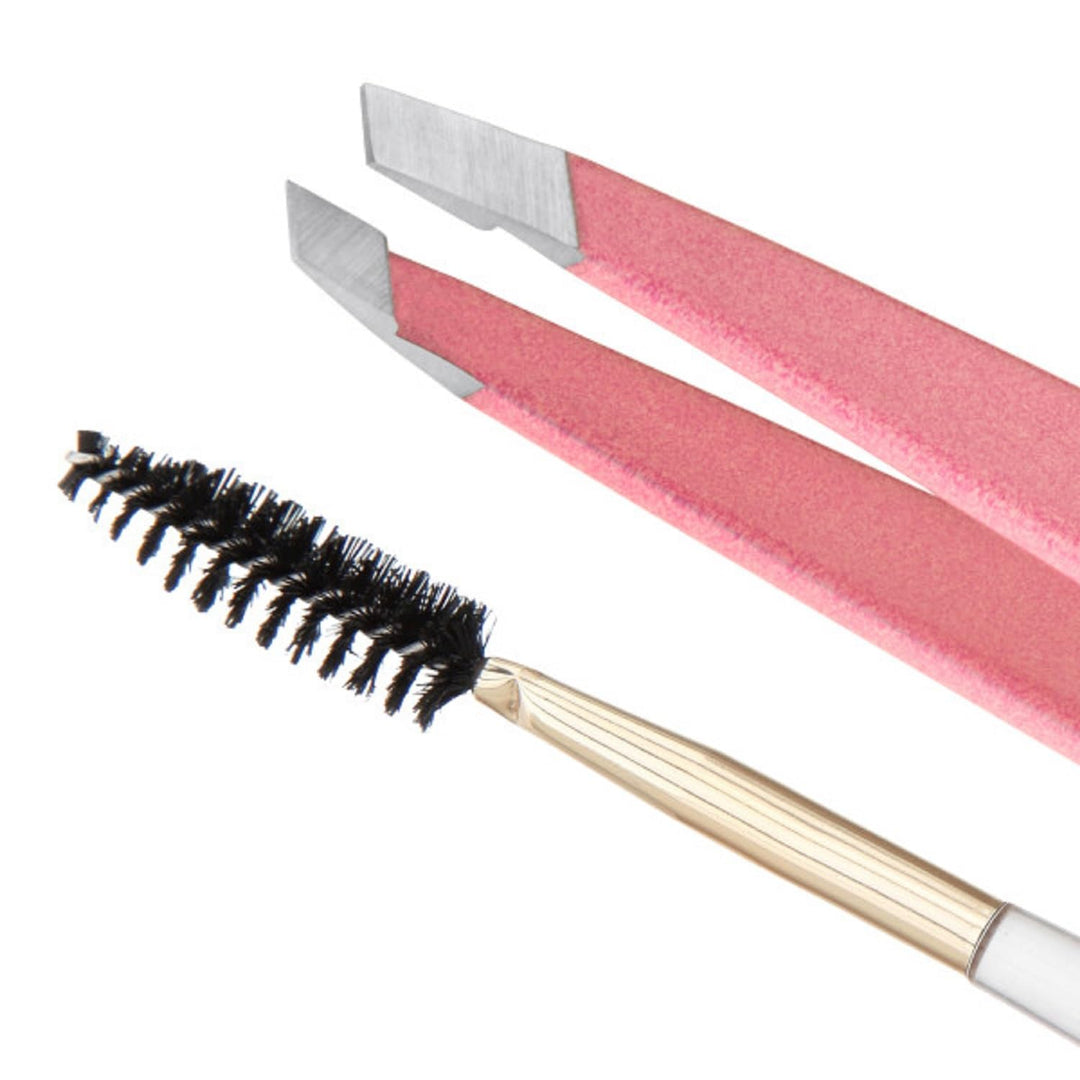 Tweezerman - Pinza inclinada completa de Tea Rose exclusiva y cepillo