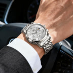 OLEVS Relojes para Hombres de Negocios de Acero Inoxidable, a Prueba de Agua, Estilo Casual Formal