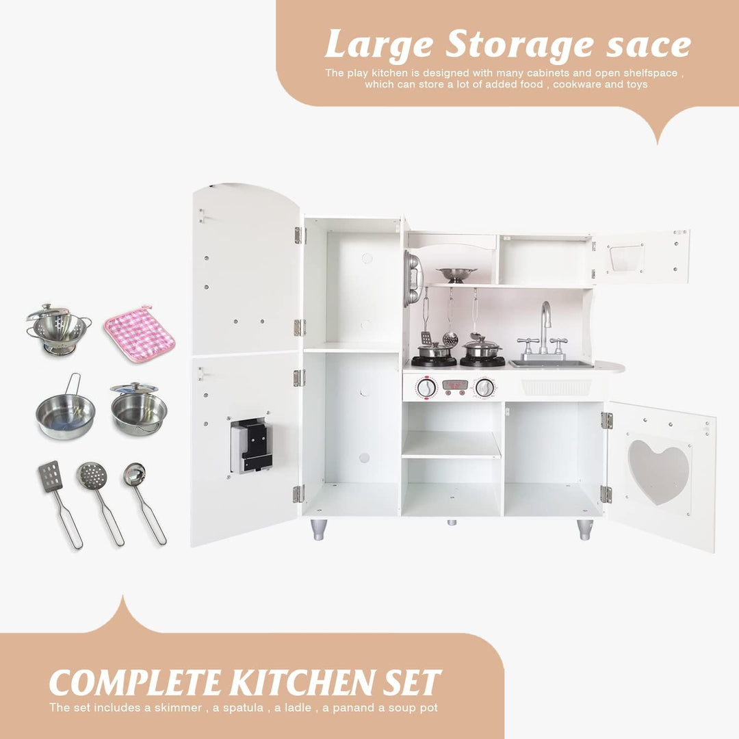 TaoHFE Juego de cocina LED mejorado para niños, cocina de juguete d...