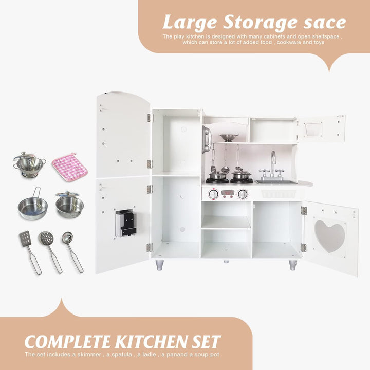 TaoHFE Juego de cocina LED mejorado para niños, cocina de juguete d...