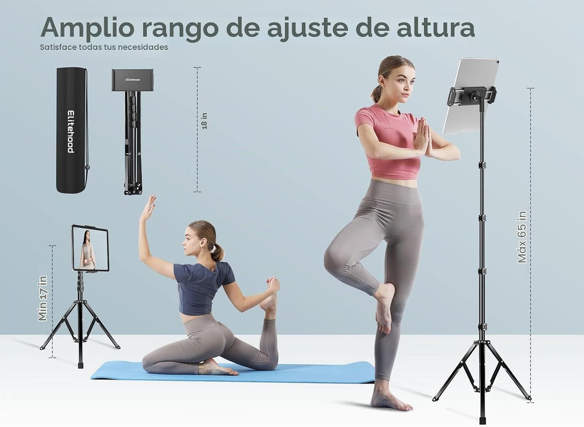 elitehood Trípode de aluminio del soporte del iPad, trípode alto del piso
